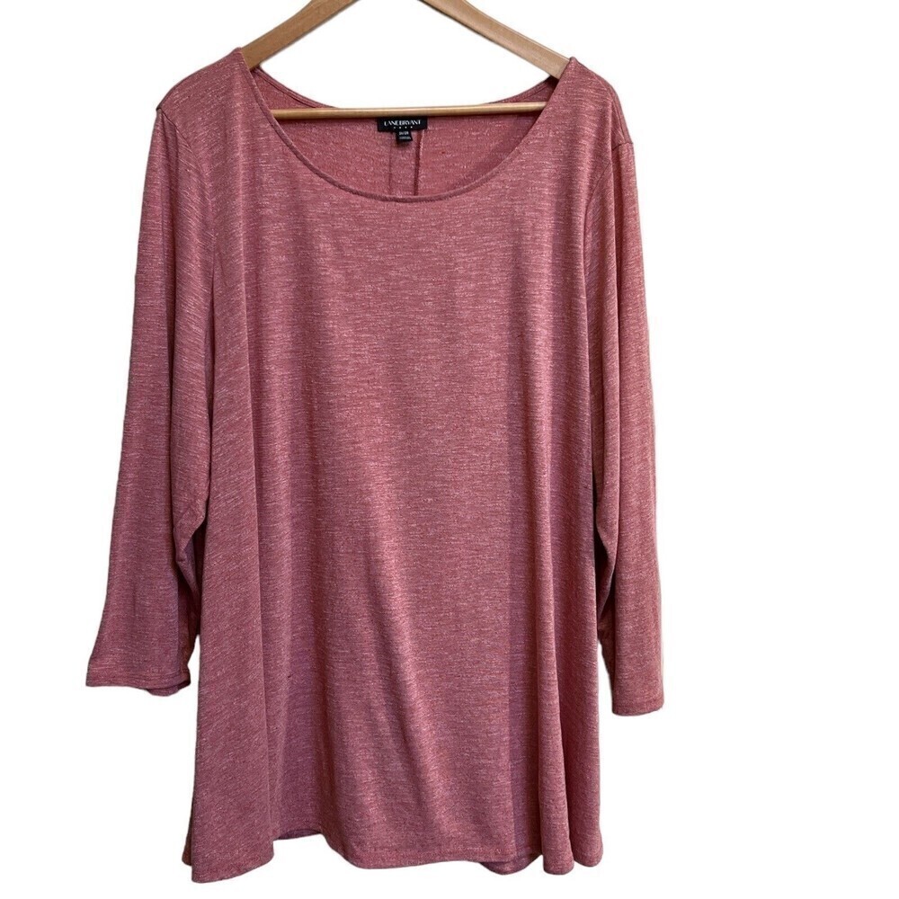 Lane Bryant Womens Button Back 3/4 Sleeve Top Coral Pink Light Weight Size 26/28